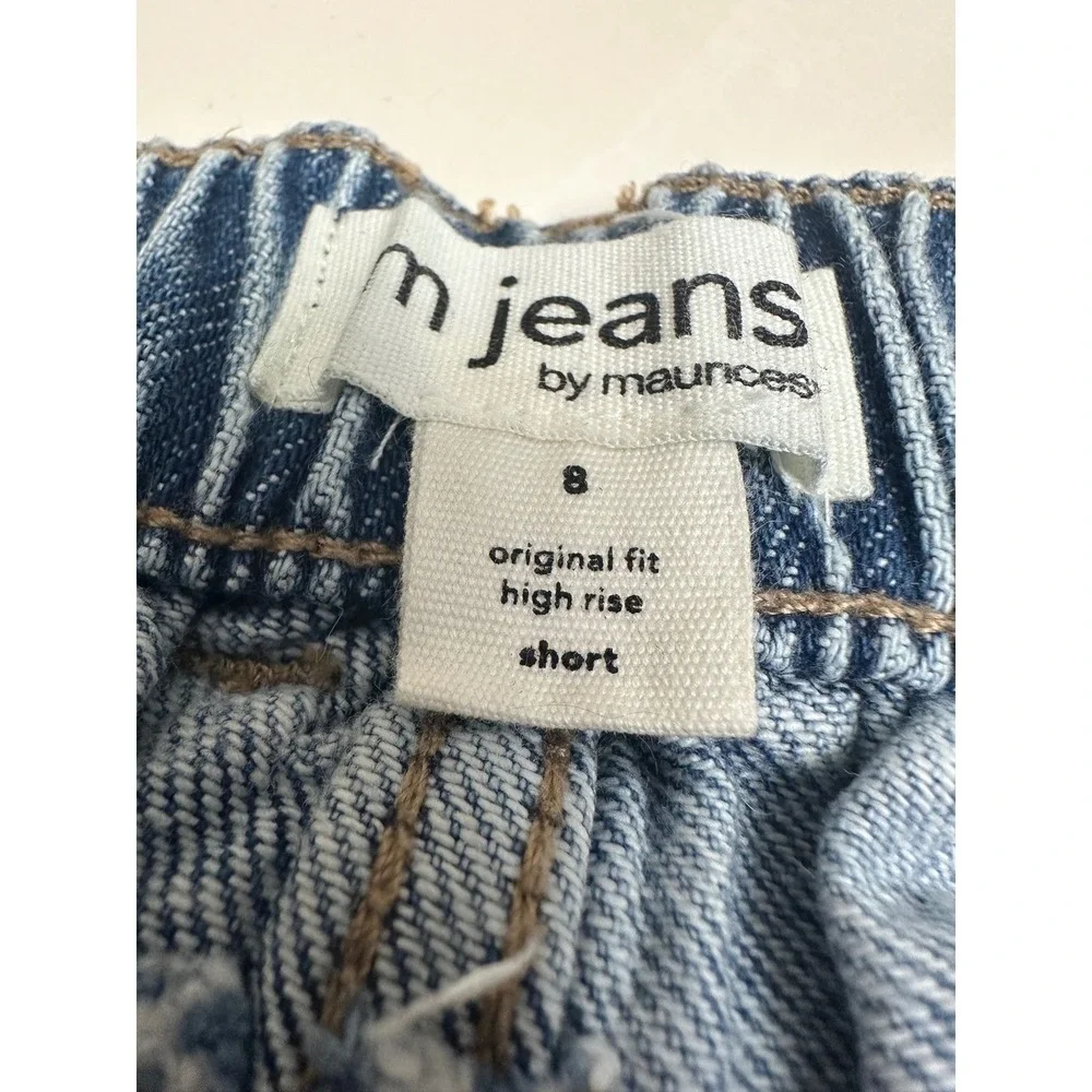 Maurices M Jeans High Rise Paperbag Waist‎ MOM Shorts Light Wash Button Fly 8